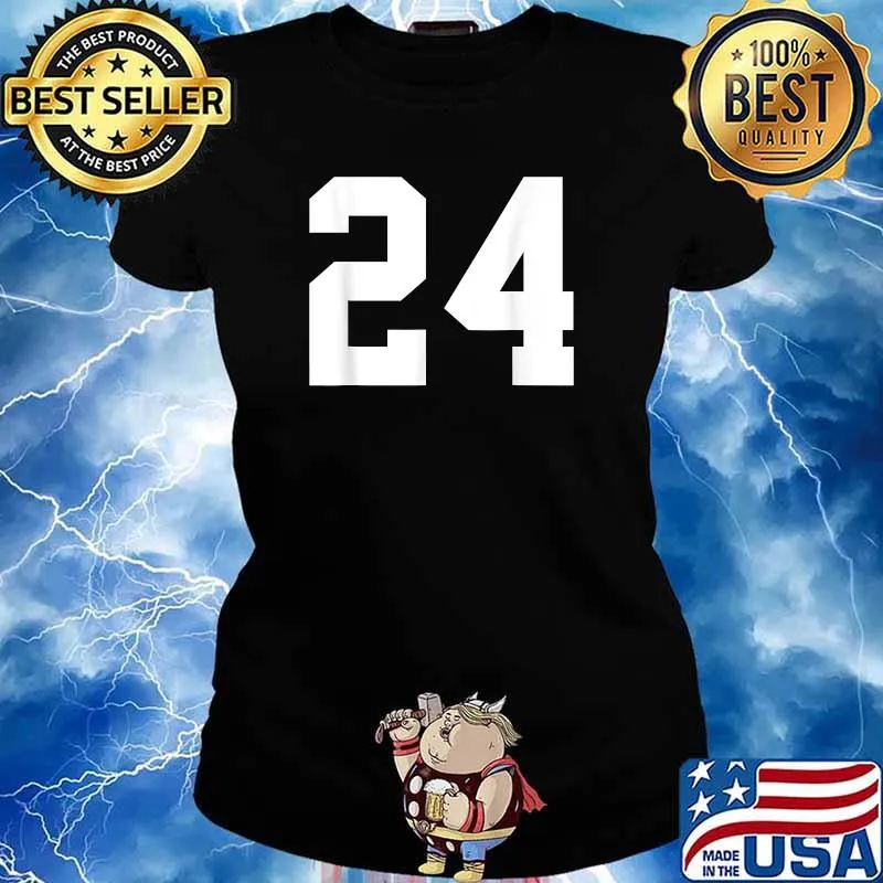 Team Uniform Jersey Number 24 Birthday Varsity Sports T-Shirt Ladies tee