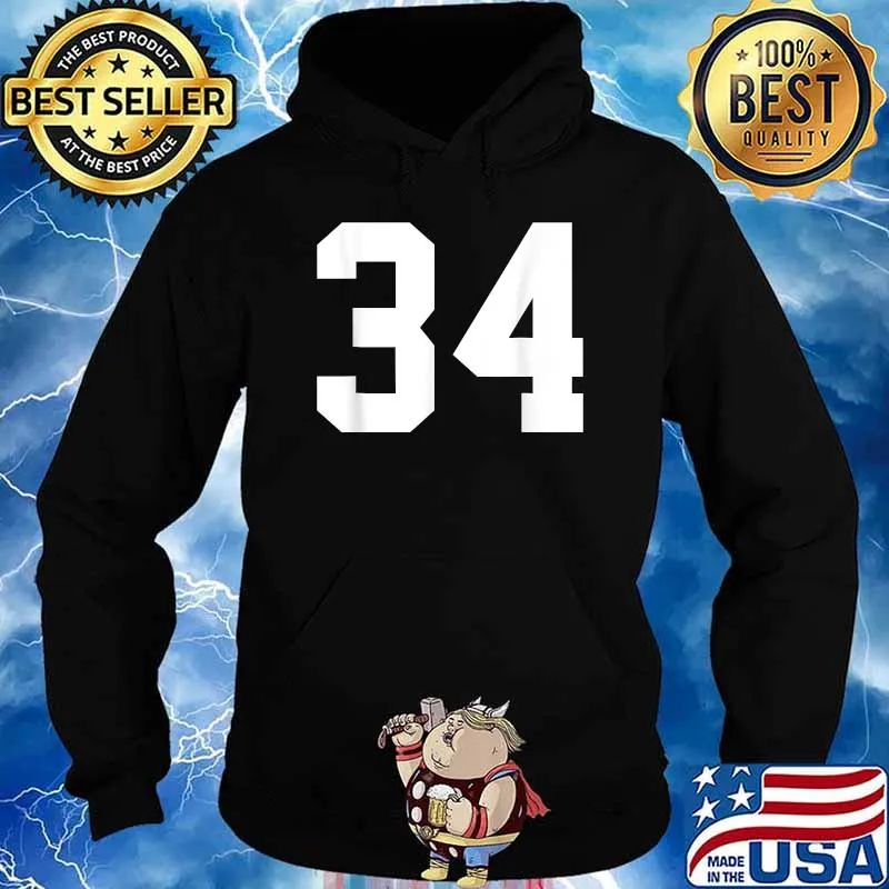 Team Uniform Jersey Number 34 Birthday Varsity Sports T-Shirt Hoodie