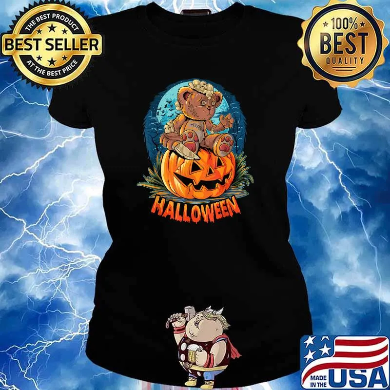 Teddy Bear Halloween Costume Pumpkin T-Shirt Ladies tee