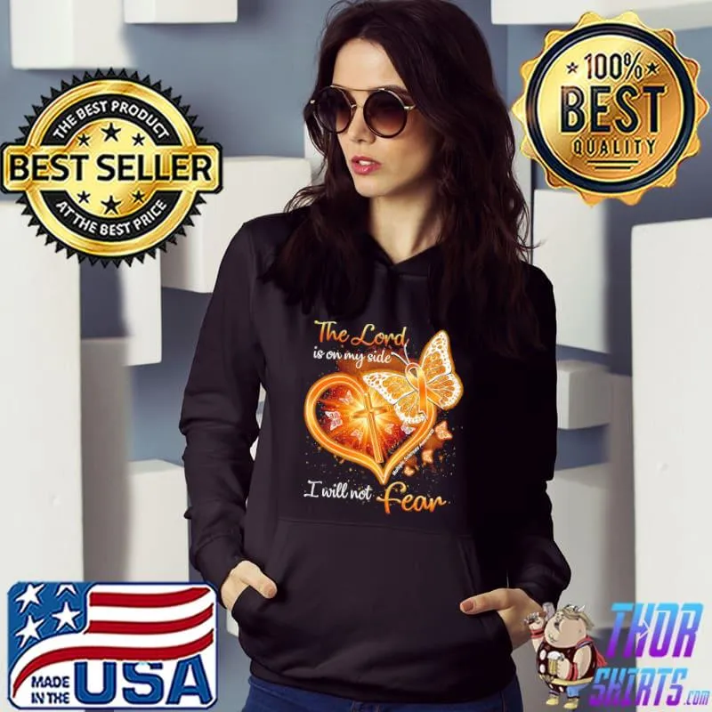 The Lord Is On My Side Multiple Sclerosis Awareness Heart Cross Butterflies s Hoodie