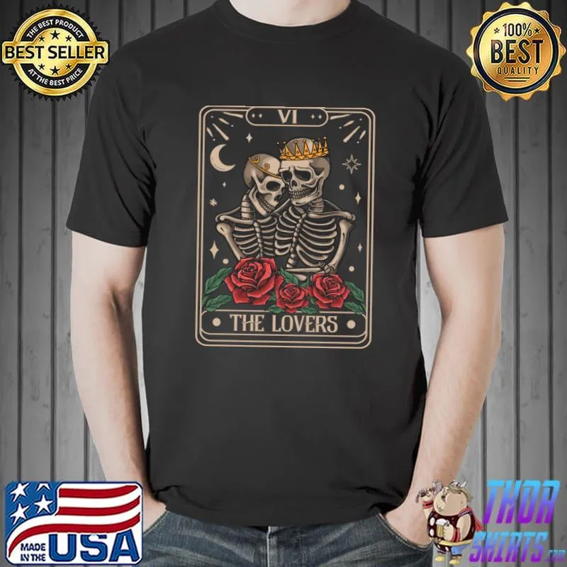 The Lovers Vintage Tarot Card, Astrology Skull Horror Occult T-Shirt