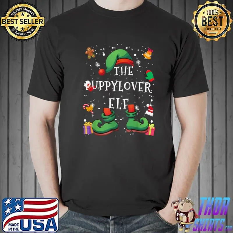 The Puppy Lover Elf Christmas T-Shirt Unisex