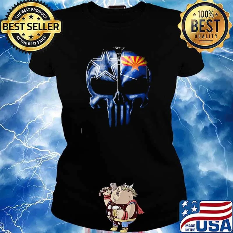 The Skull Dallas Cowboys Arizona State Flags Football Shirt Ladies tee