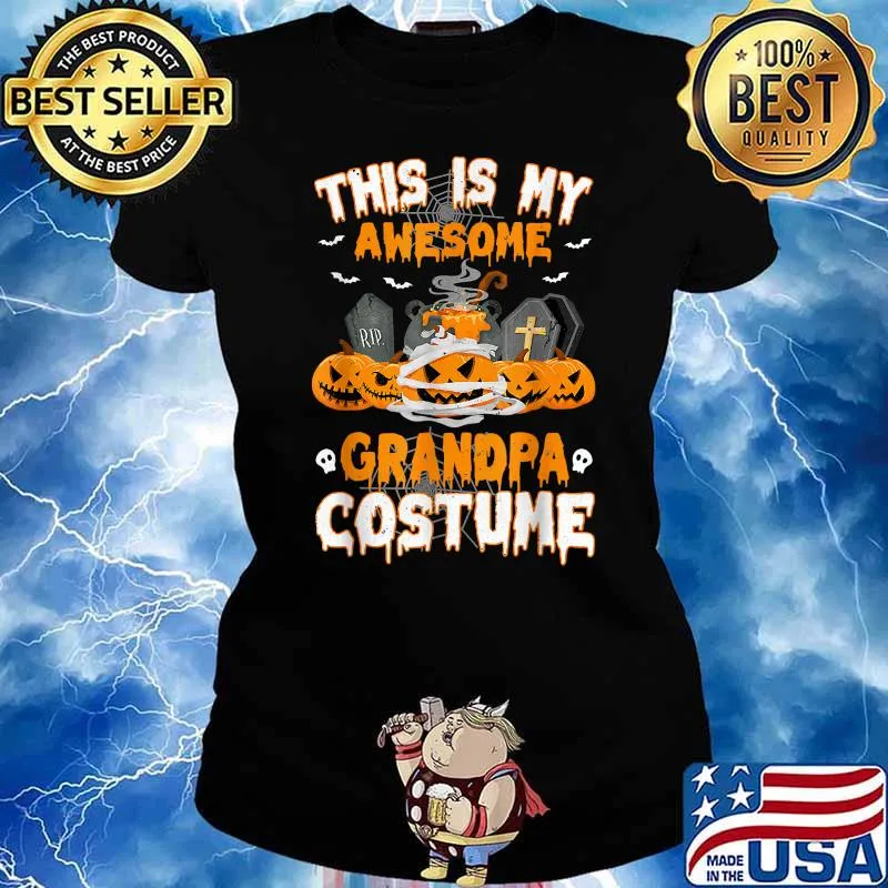 This Is My Awesome Grandpa Costume Scary Pumpkin Halloween T-Shirt Ladies tee