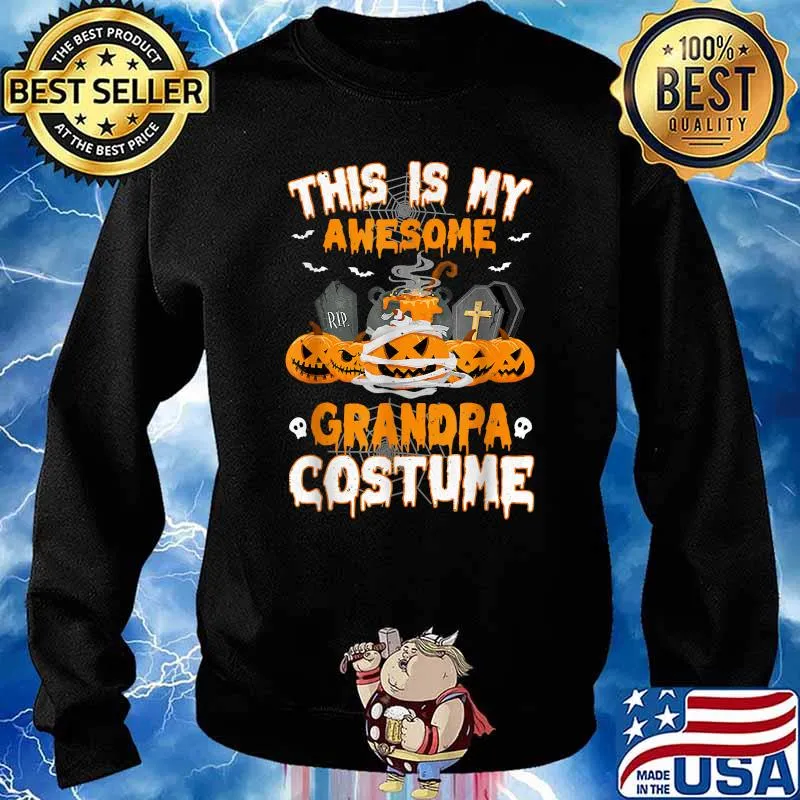 This Is My Awesome Grandpa Costume Scary Pumpkin Halloween T-Shirt Sweater