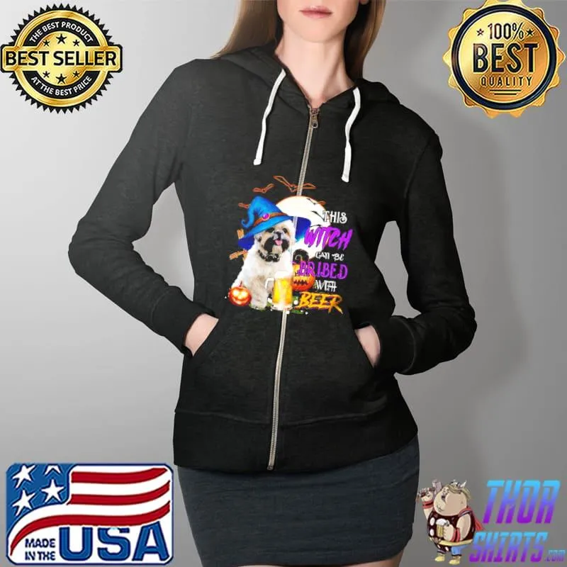 This witch can be bribed with beer pumpkin halloween s Full Zip Hooded