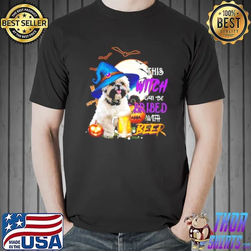This witch can be bribed with beer pumpkin halloween shirt