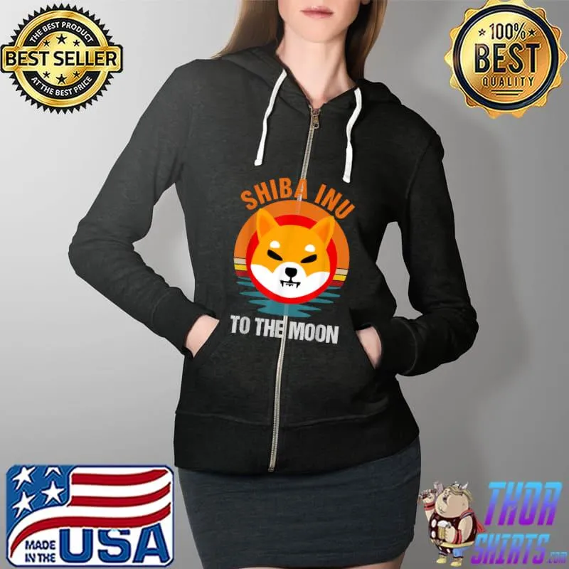 To The Moon, Shiba Inu Shib Coin Men Crypto Hodl T-Shirt Full Zip Hooded