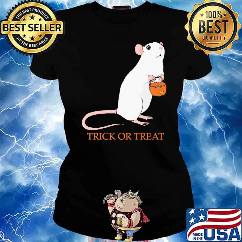 Trick Or Treat Mouse Pumpkin Halloween Shirt Ladies tee