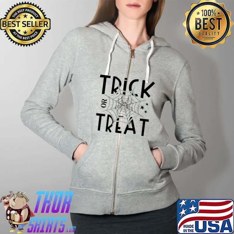 Trick or Treat Scary Spider Halloween Costume T-Shirt Full Zip Hooded