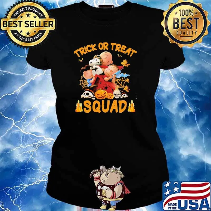 Trick Or Treat Squad Snoopy And Charlie Brown Friends Hallween Shirt Ladies tee