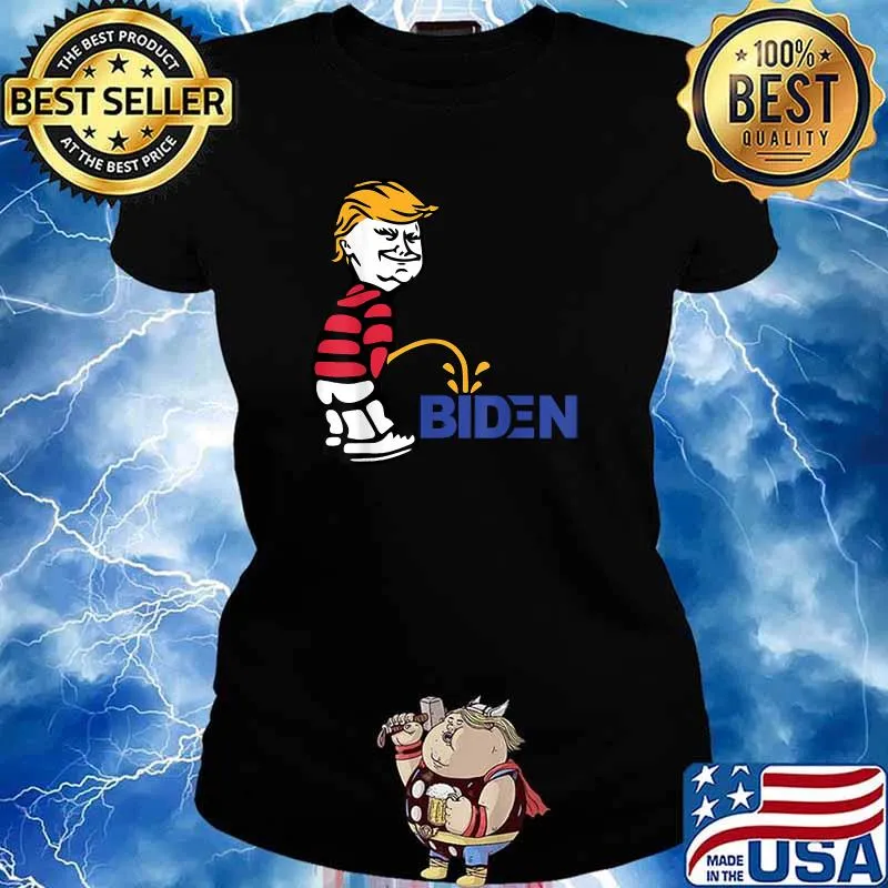 Trump 2021 Peeing Pissing Pee On Biden Anti Biden T-Shirt Ladies tee