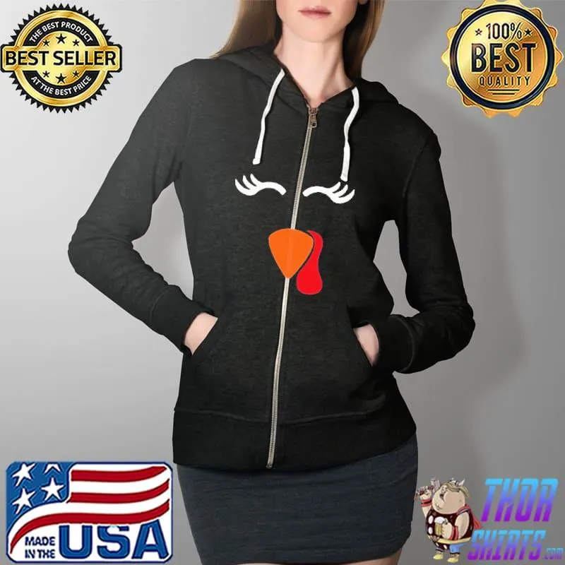 Turkey Long Eyelashes ThanksGiving Shirt Full Zip Hooded