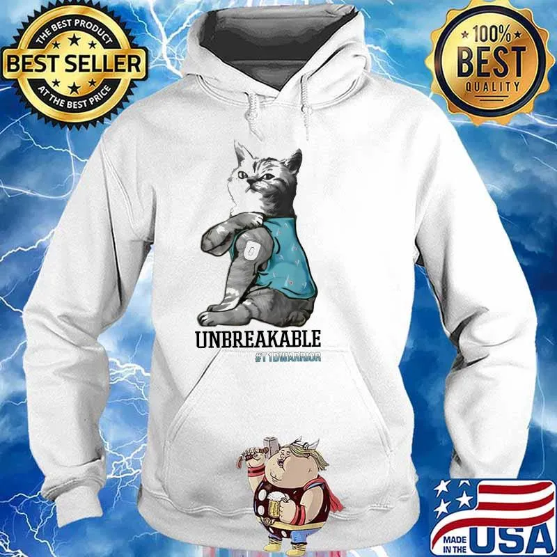 Unbreakeble T1Dwarrior Breast Cancer Awareness The Cat Shirt Hoodie