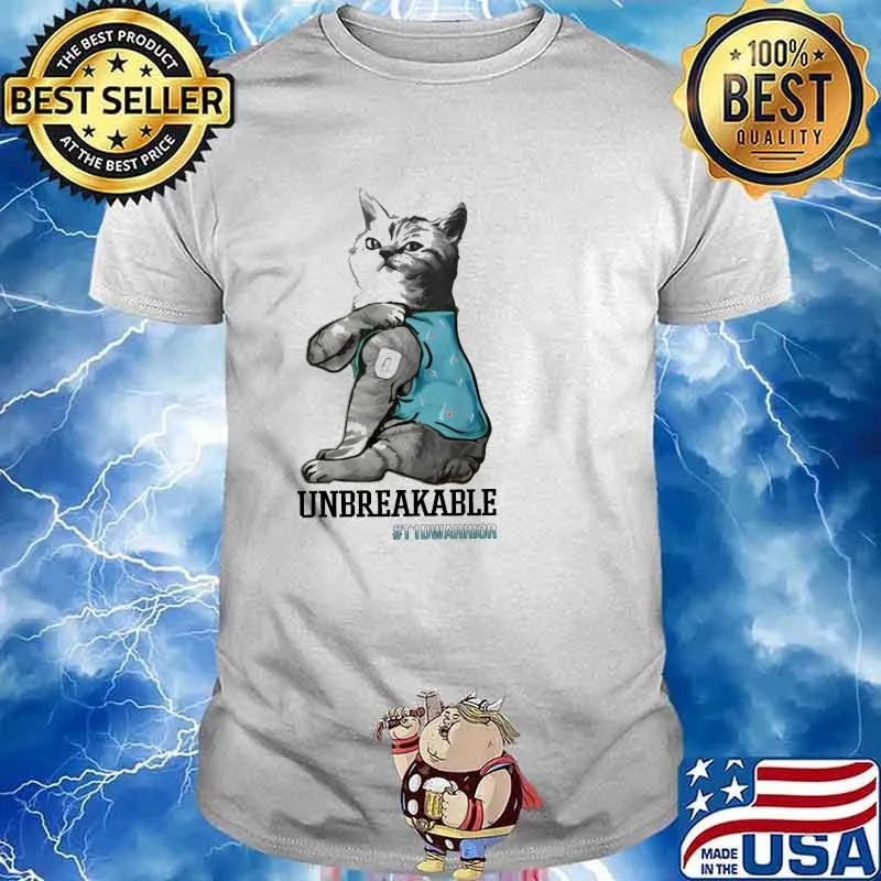 Unbreakeble T1Dwarrior Breast Cancer Awareness The Cat Shirt