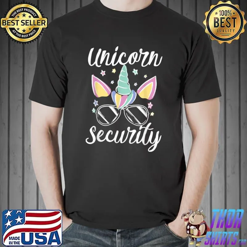 Unicorn Security Halloween Dad Mom Daughers Adult Costume T-Shirt Unisex