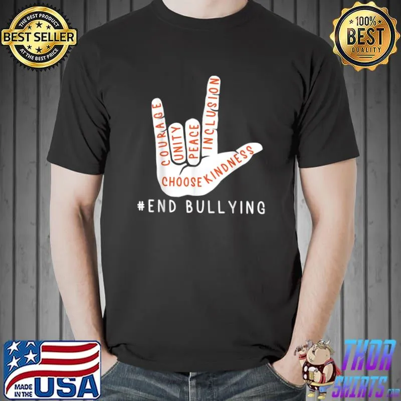 Unity Day Orange Kids 2021 Anti Bullying Love Sign Language T-Shirt
