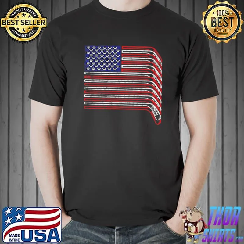 USA American Flag Ice Hockey Sports Patriotic Nationality Premium T-Shirt