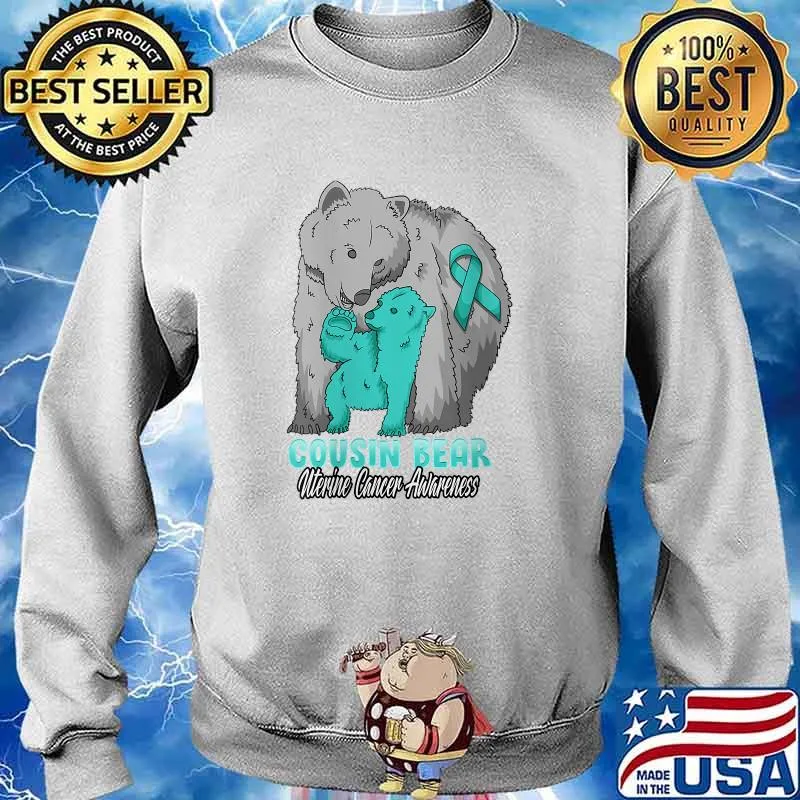Uterine Cancer Child Awareness Cousin Bear Support Ribbon T-Shirt Sweater