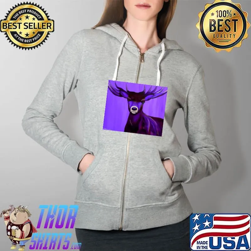 Vibrant ethereal purple stag buck deer cool Premium Scoop T-Shirt Full Zip Hooded