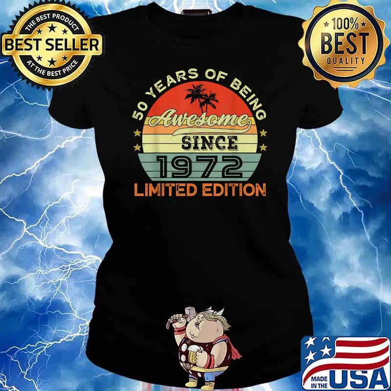 Vintage 1972 50th Birthday Decoration Boy Girl 50 Years Old T-Shirt Ladies tee