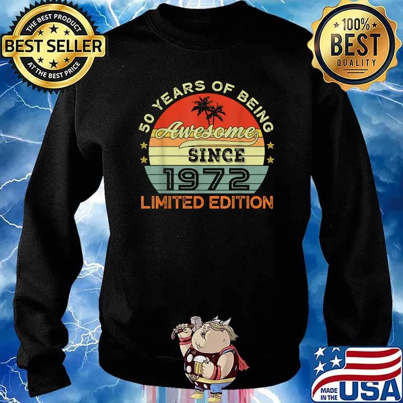 Vintage 1972 50th Birthday Decoration Boy Girl 50 Years Old T-Shirt Sweater
