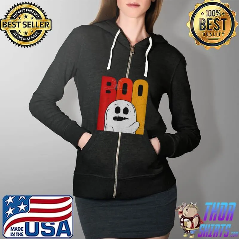 Vintage Boo Ghost Halloween Boo Boo Crew Fashion T Shirt Full Zip Hooded