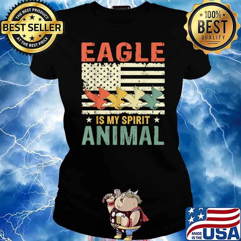 Vintage Eagle Spirit Animal Lover Retro US American Flag T-Shirt Ladies tee
