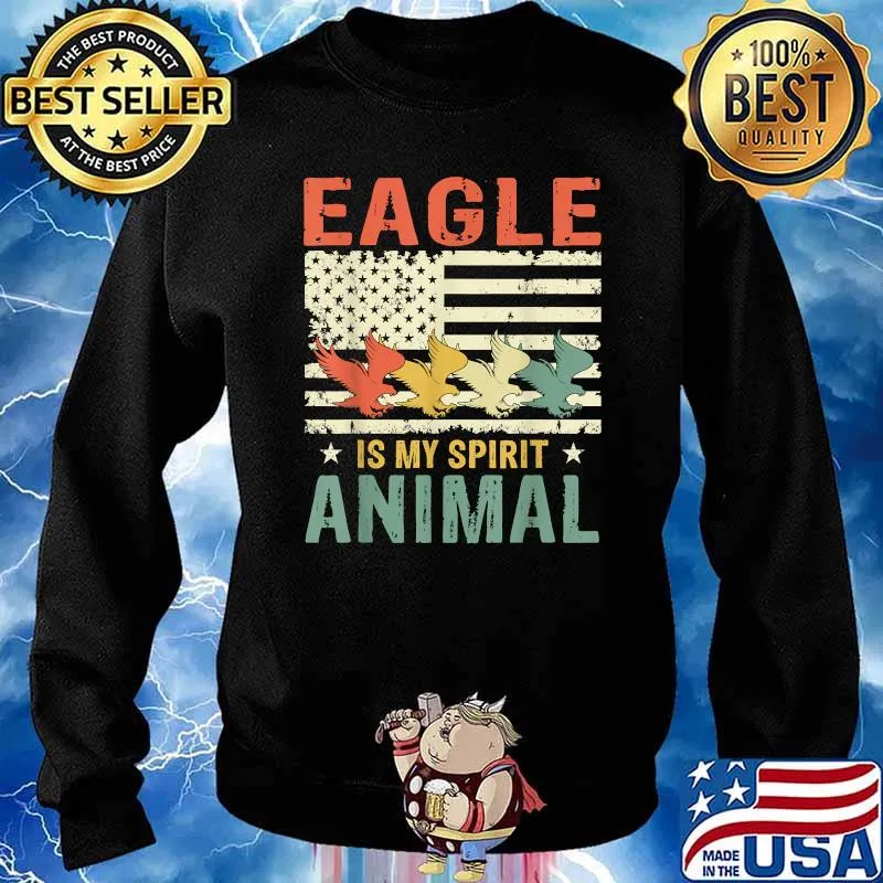 Vintage Eagle Spirit Animal Lover Retro US American Flag T-Shirt Sweater