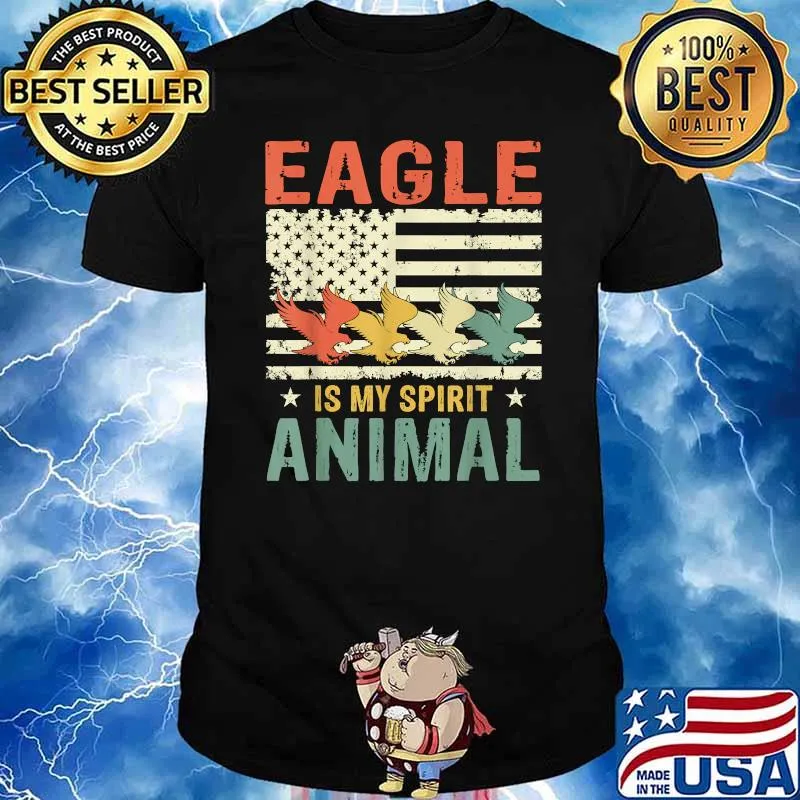 Vintage Eagle Spirit Animal Lover Retro US American Flag T-Shirt
