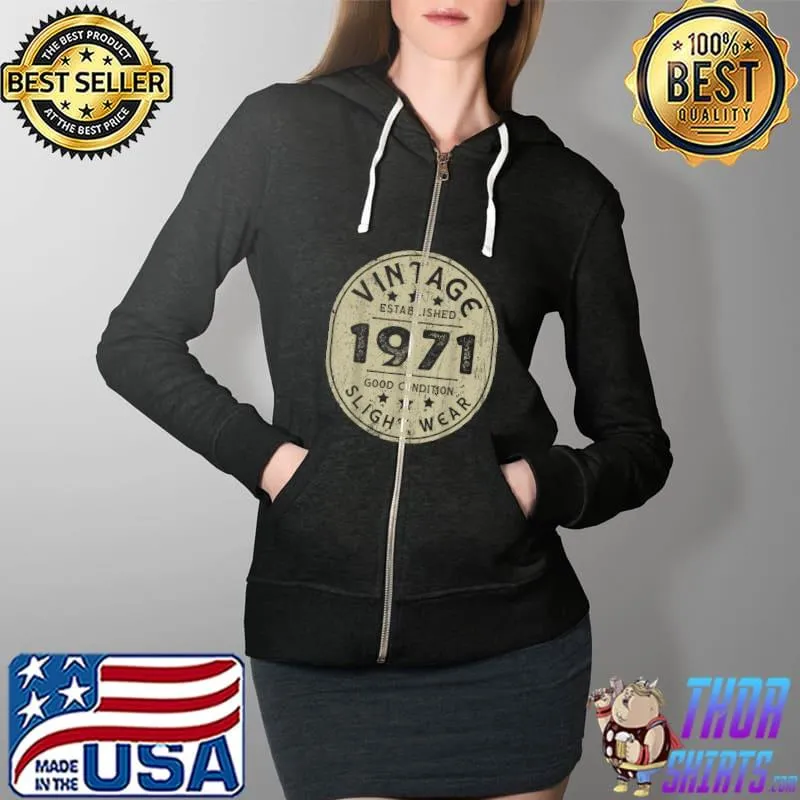 Vintage established 1971 50th Birthday Party Retro Men T-Shirt Full Zip Hooded