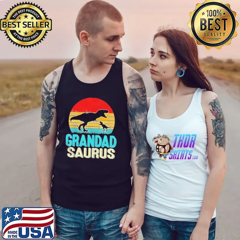 VINTAGE GRANDADSAURUS DINOSAUR T REX FATHERS DAY DAD GRANDPA SHIRT Tank Top