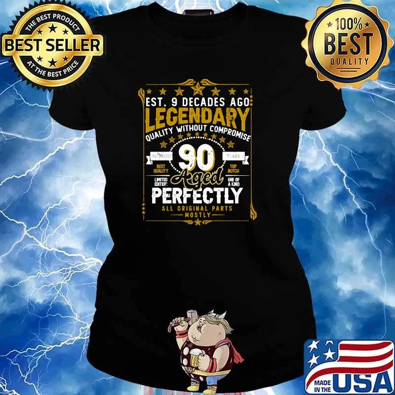 Vintage Legendary 90 Years Old Aged Perfectly 90th Birtday T-Shirt Ladies tee