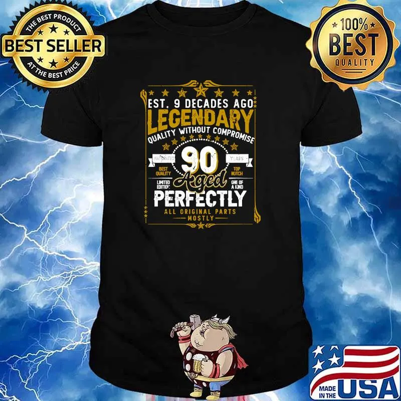 Vintage Legendary 90 Years Old Aged Perfectly 90th Birtday T-Shirt