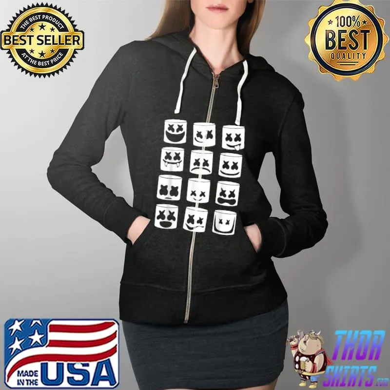 Vintage Marshmallows Face Arts Emotions Yearbook Dancing DJ T-Shirt Full Zip Hooded