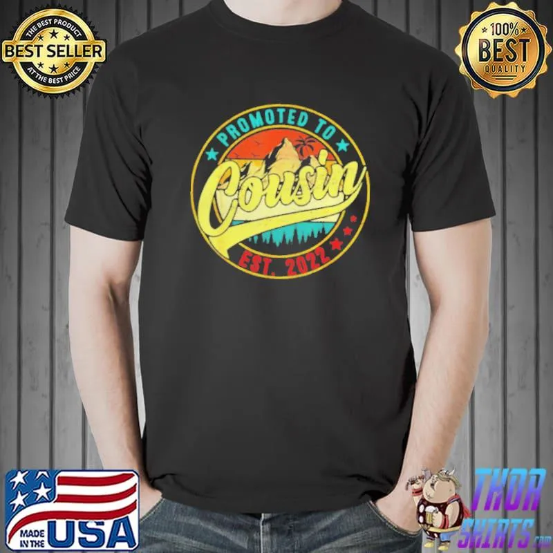 Vintage Promoted To Cousin 2022 Mothers Day New Mom Grandma T Shirt Unisex