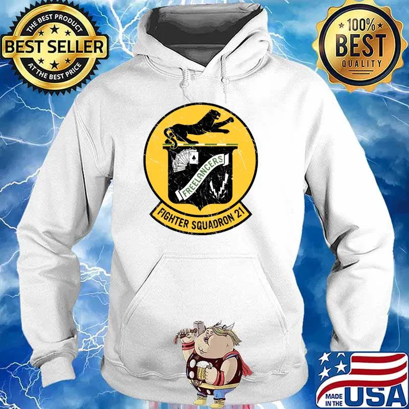 Vintage VF-21 Freelancers Fighter Squadron Two One Emblem T-s Hoodie
