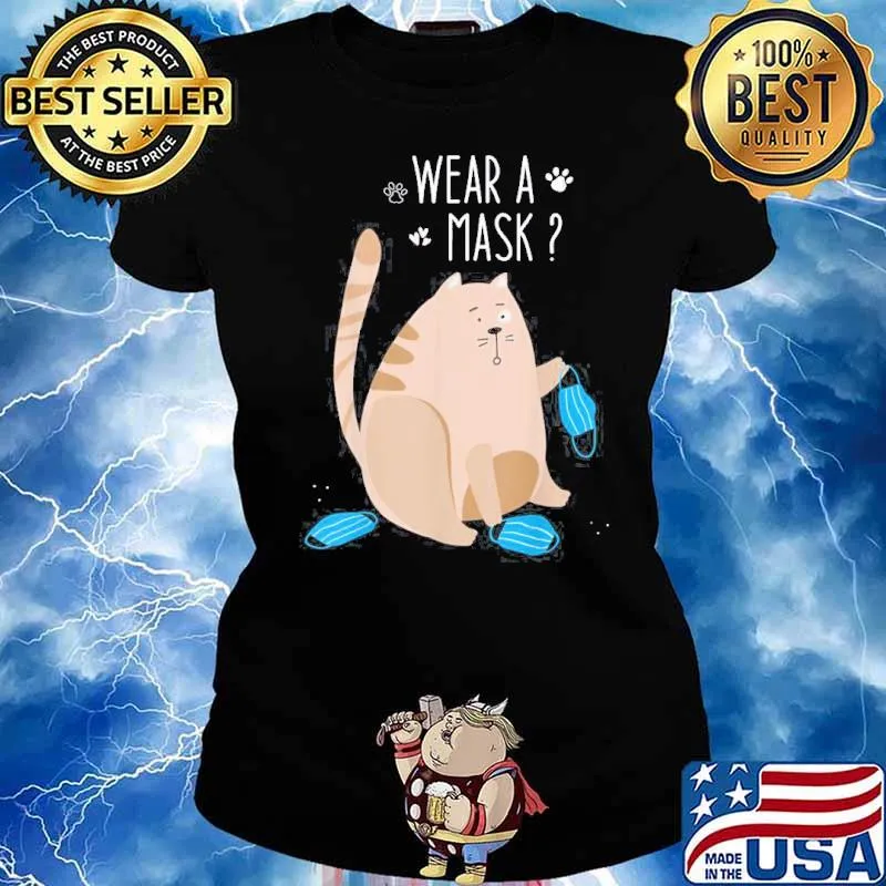 Wear A Mask Cute Cat Shirt Ladies tee