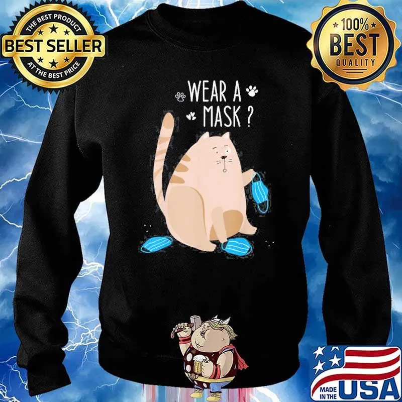 Wear A Mask Cute Cat Shirt Sweater