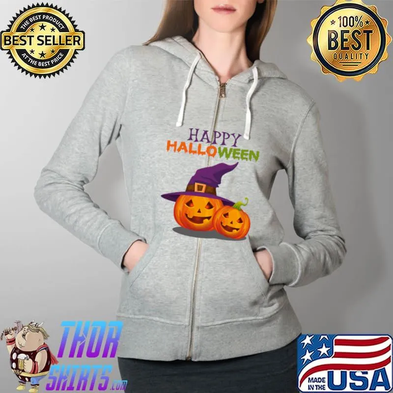 Witch Jack O Lantern T-Shirt Full Zip Hooded