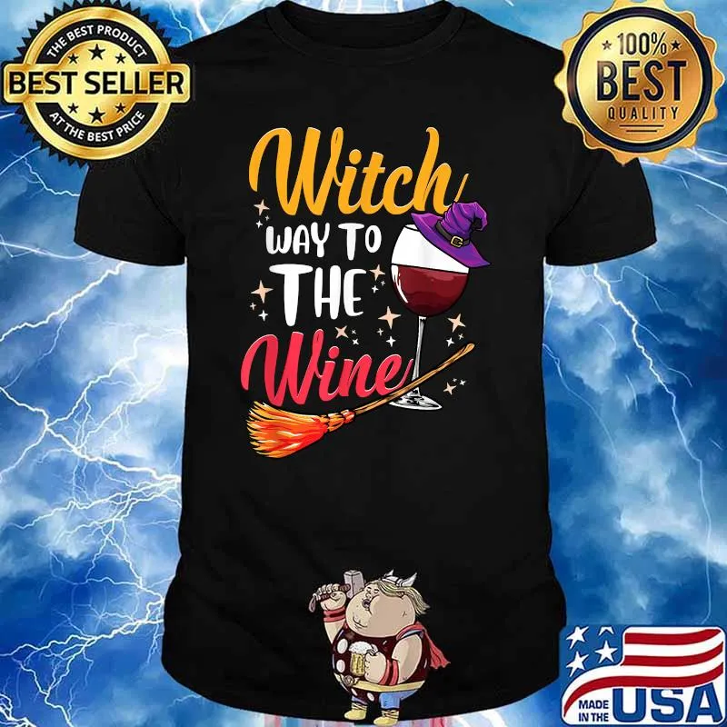 Witch Way to The Wine Graphic Quote T-Shirt