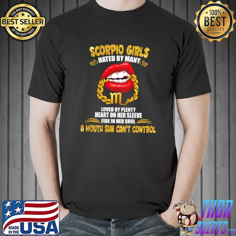 Womens Scorpio Girl Sexy Lip And Gold Zodiac Sign Birthday Party T-Shirt