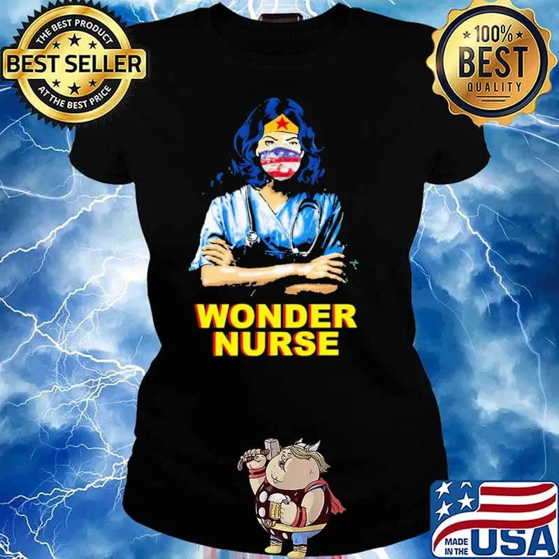 Wonder Nurse American Flag Shirt Ladies tee