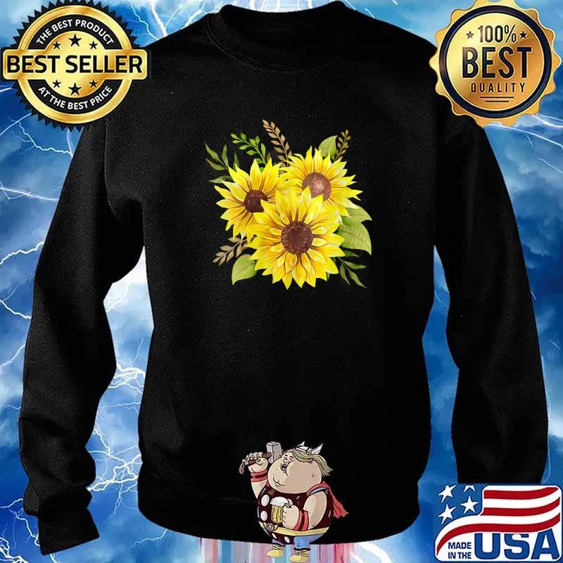Yellow Sunflower Floral Watercolor Positivity T-Shirt Sweater