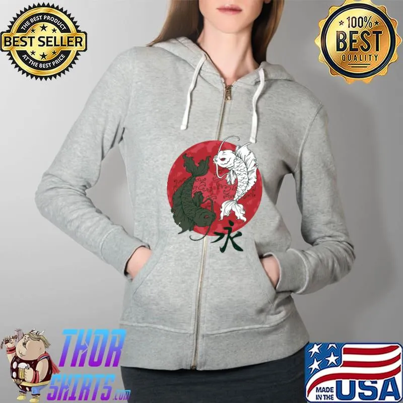 Yin Yang Koi Fish Shirt Full Zip Hooded