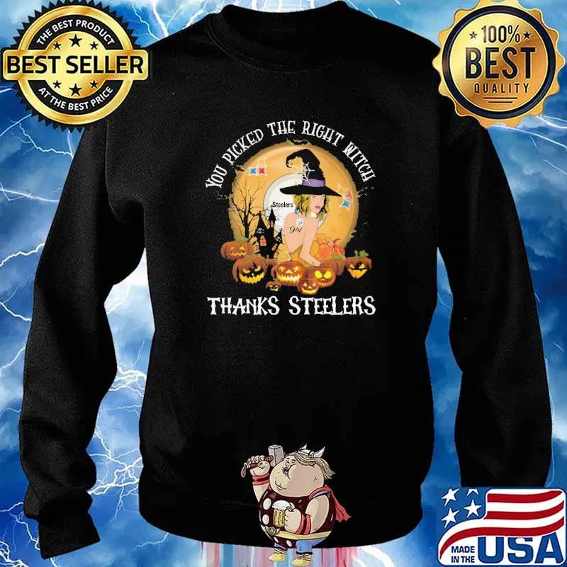 You Picked The Right Witch Thanks Steelers Pumpkin Halloween Shirt Sweater
