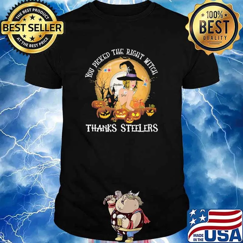You Picked The Right Witch Thanks Steelers Pumpkin Halloween Shirt