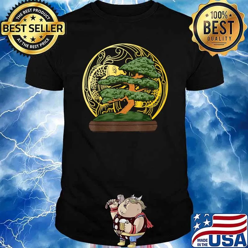 Zen Buddhist Japan Aesthetic Fish Gardening Bonsai Tree T-Shirt