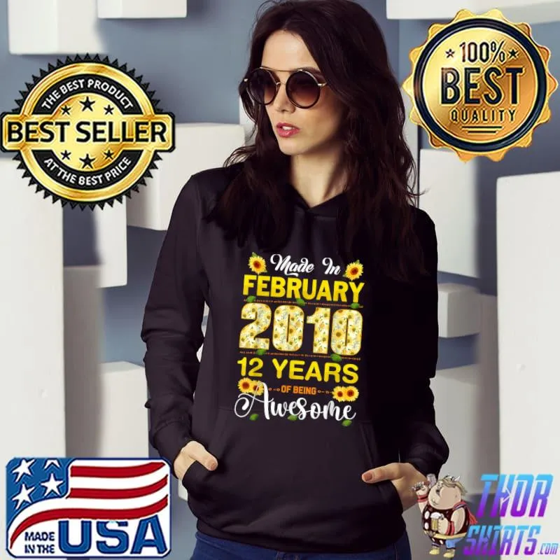 12th Birthday Flowers Gift for Women Born in February 2010 T-Shirt
