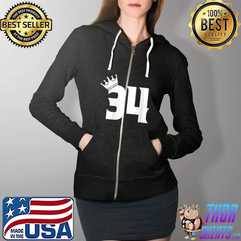 34th Birthday Women Men Vintage Number 34 With Crown T-Shirt Full Zip Hooded